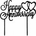 Cake topper Happy Anniversary zwart OP=OP